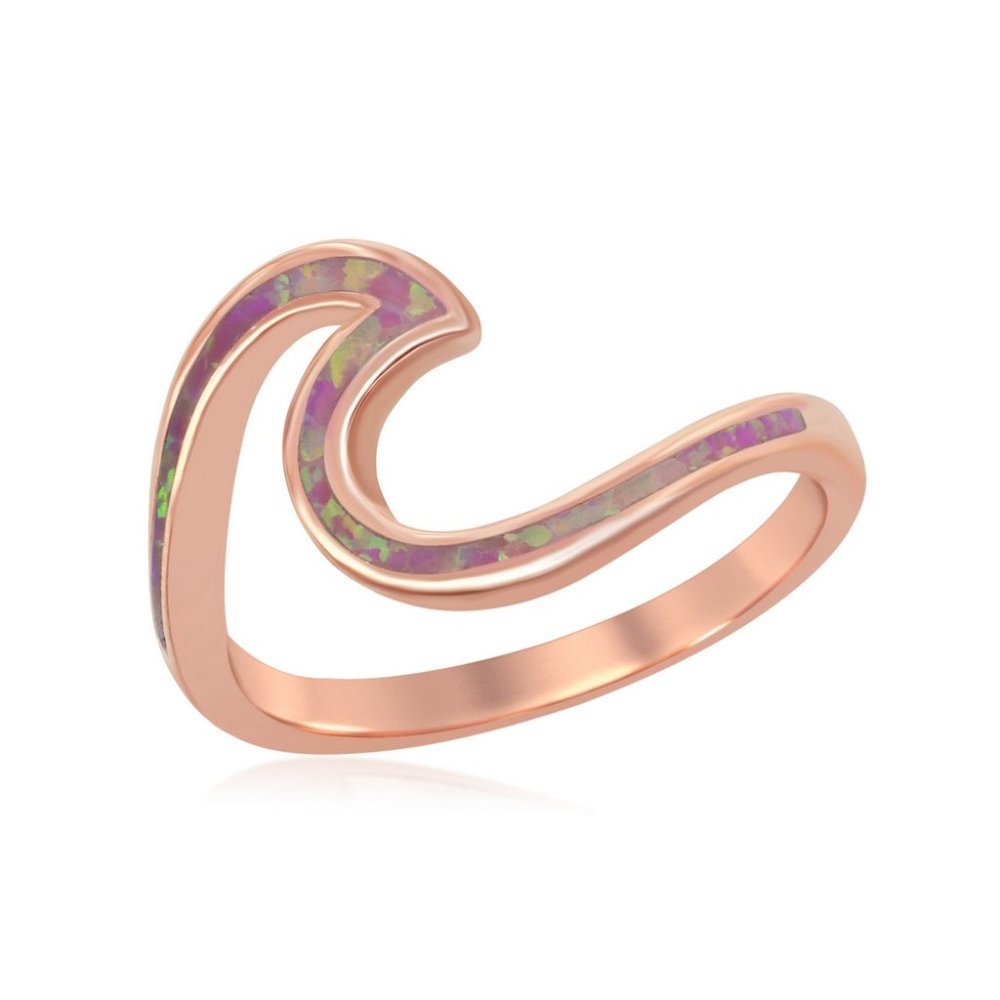 14Kt Rose Gold Plated Opal Wave Ring